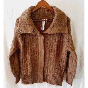 M Rena Womens Cottagecore Wool Blend Large Button Snaps Longsleeve Cardigan Sm